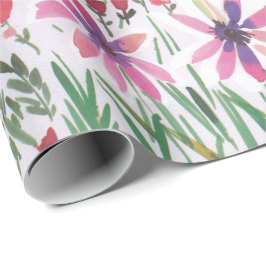Kleurrijke levendige Waterverf Floral botanisch Cadeaupapier (Rol Hoek)
