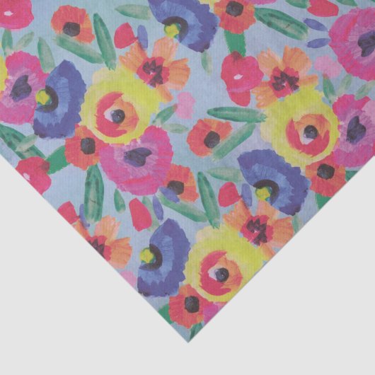 Kleurrijke levendige Waterverf Floral botanisch Tissuepapier (Detail)