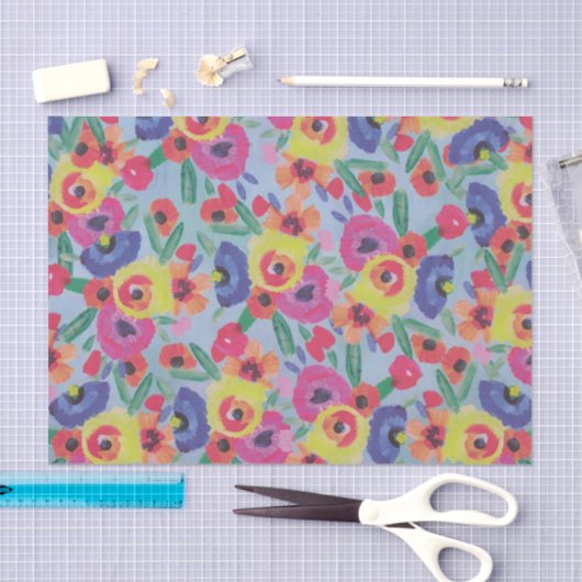 Kleurrijke levendige Waterverf Floral botanisch Tissuepapier (Craft)