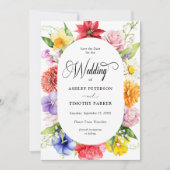 Kleurrijke Levendige Waterverf Flowers Save the Da Kaart (Voorkant)