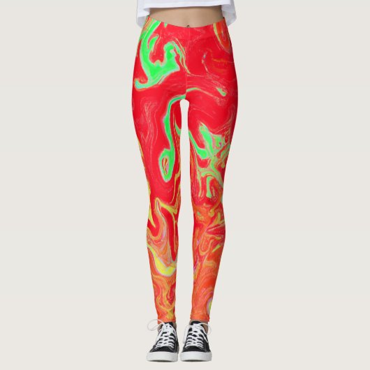 Kleurrijke levendige Waterverf Leggings (Voorkant)