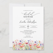 Kleurrijke levendige waterverf lente wilde bloemen kaart (Voorkant)