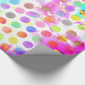 kleurrijke levendige waterverf splatters polka sti cadeaupapier (Hoek)