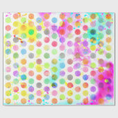 kleurrijke levendige waterverf splatters polka sti cadeaupapier (Vlak)