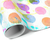 kleurrijke levendige waterverf splatters polka sti cadeaupapier (Rol Hoek)