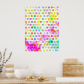 kleurrijke levendige waterverf splatters polka sti poster (Keuken)