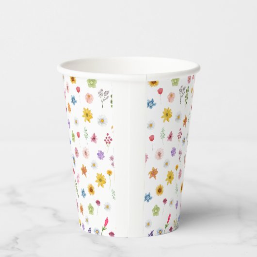 Kleurrijke & Levendige Wildbloemspapier Cups Papieren Bekers (Rechts)