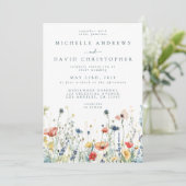 Kleurrijke Levendige Wildflower QR Code Wedding Kaart (Staand voorkant)