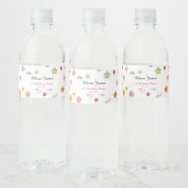 Kleurrijke & Levendige Wildflower Waterfles Label Etiket