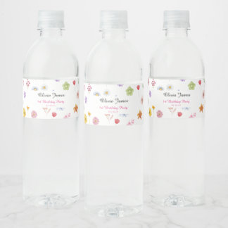 Kleurrijke & Levendige Wildflower Waterfles Label Waterfles Etiket