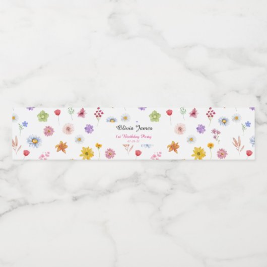 Kleurrijke & Levendige Wildflower Waterfles Label Waterfles Etiket (Enkel label)