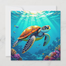 Kleurrijke Levendige Zeeschildpad Deken Kaart