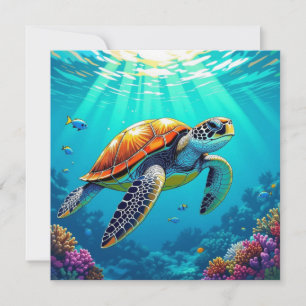 Kleurrijke Levendige Zeeschildpad Deken Kaart
