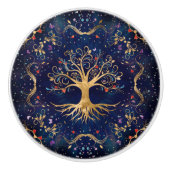 Kleurrijke levensboom - Yggdrasil Keramische Knop (Voorkant)