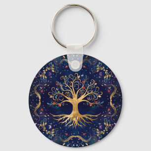 Kleurrijke levensboom - Yggdrasil Sleutelhanger