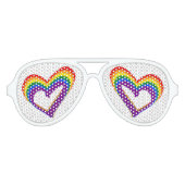 Kleurrijke LGBT Gay Pride Liefde Rainbow Hearts Aviator Zonnebril (Voorkant)