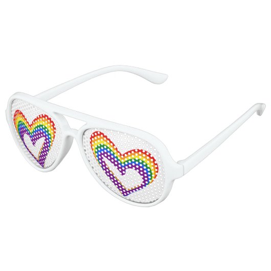 Kleurrijke LGBT Gay Pride Liefde Rainbow Hearts Aviator Zonnebril (Gekanteld)