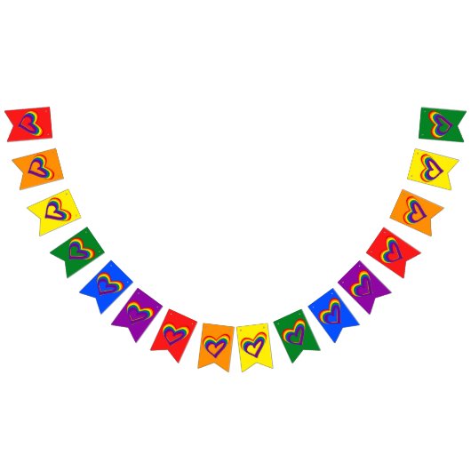 Kleurrijke LGBT Gay Pride Love Rainbow Heart Vlaggetjes (Alle)