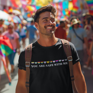 Kleurrijke LGBT-harten Je bent veilig bij mij LGBT T-shirt
