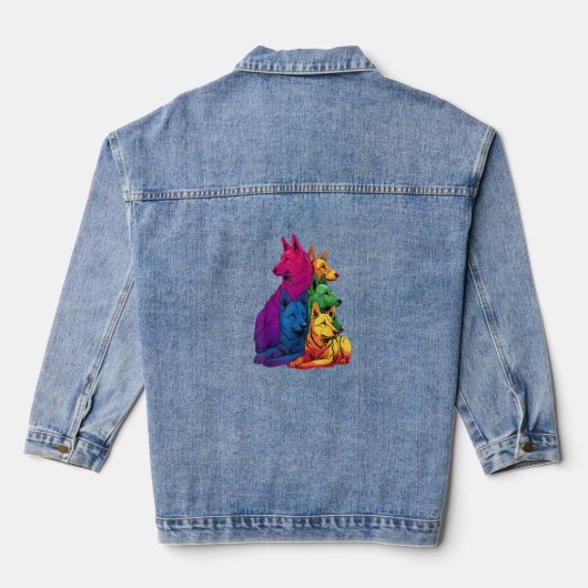 Kleurrijke LGBT Pride Duitse Herder Hondenstapel Denim Jacket (Achterkant)