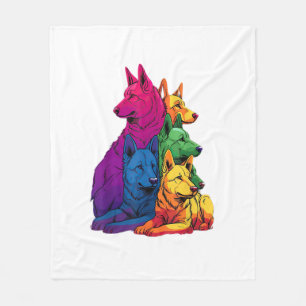 Kleurrijke LGBT Pride Duitse Herder Hondenstapel Fleece Deken
