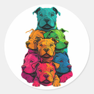 Kleurrijke LGBT Pride Staffordshire Bull Terrier H Ronde Sticker