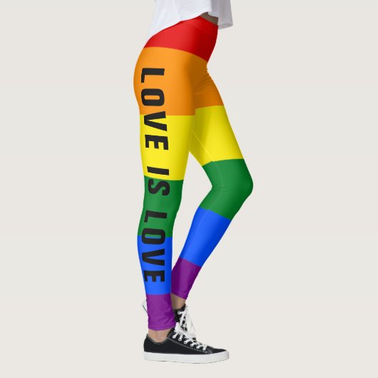 Kleurrijke LGBT Rainbow Gay Pride Flag Aangepaste  Leggings (Rechts)