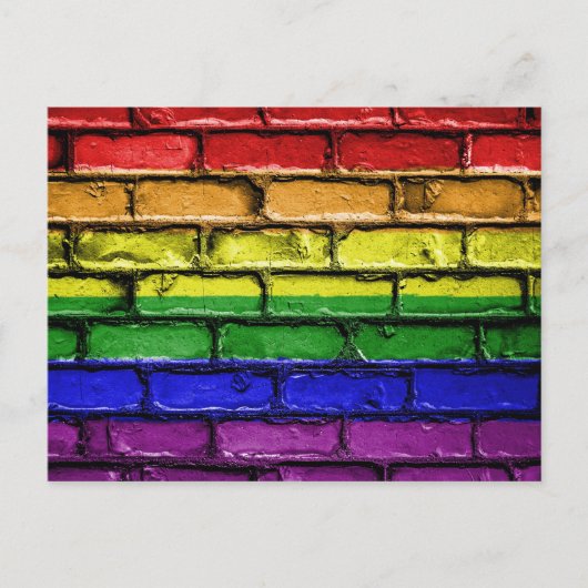 Kleurrijke LGBT-regenboogpridevlag stenen muur Briefkaart (Voorkant)