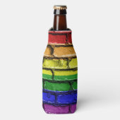 Kleurrijke LGBT-regenboogpridevlag stenen muur Flesjeskoeler (Fles Voorkant)