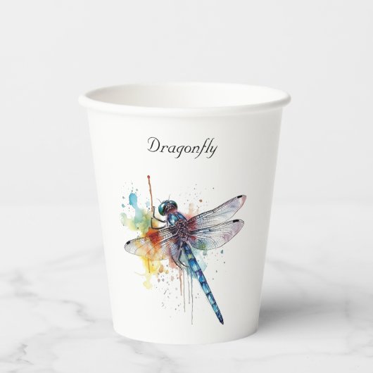 Kleurrijke libel aanpasbaar papieren bekers (Voorkant)