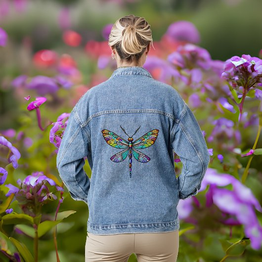 Kleurrijke Libel Ai Kunst Denim Jacket
