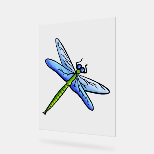 Kleurrijke libel op een tak acryl bord (Hoek)