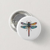 Kleurrijke Libel Ronde Button 3,2 Cm (Voorkant /achterkant)