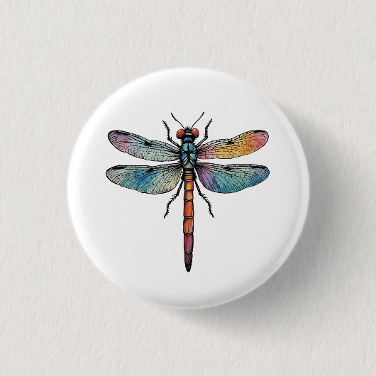 Kleurrijke Libel Ronde Button 3,2 Cm (Voorkant)