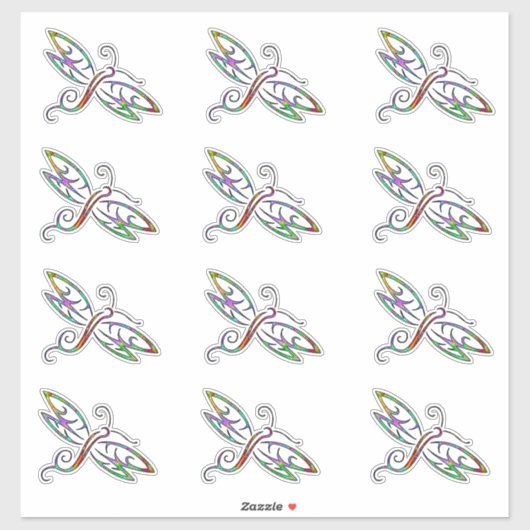 Kleurrijke libel sticker set van 12 (Vel)