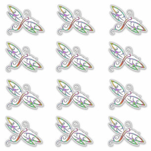 Kleurrijke libel sticker set van 12