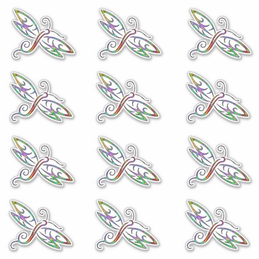 Kleurrijke libel sticker set van 12 (Voorkant)