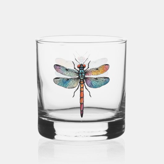 Kleurrijke Libel Whisky Glas (Voorkant)