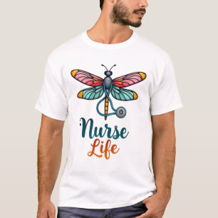 Kleurrijke libelle Verpleegster leven T-shirt (2)