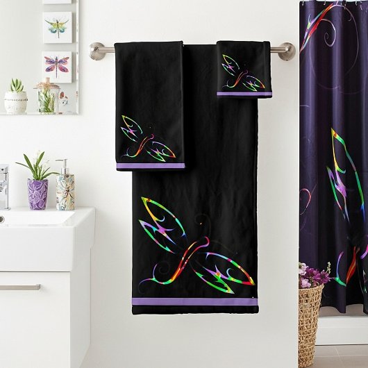 Kleurrijke libellen badhanddoek set bad handdoek
