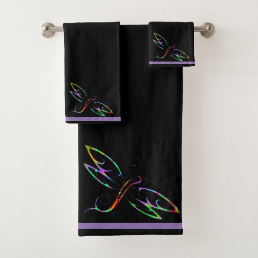 Kleurrijke libellen badhanddoekset bad handdoek (Insitu)