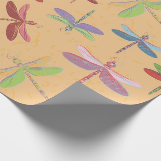 kleurrijke libellen cadeaupapier (Hoek)