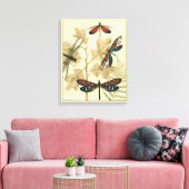 Kleurrijke libellen die boven bladeren drijven canvas afdruk (Insitu (Woonkamer))