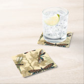 Kleurrijke libellen die boven bladeren drijven kartonnen onderzetters (Insitu)