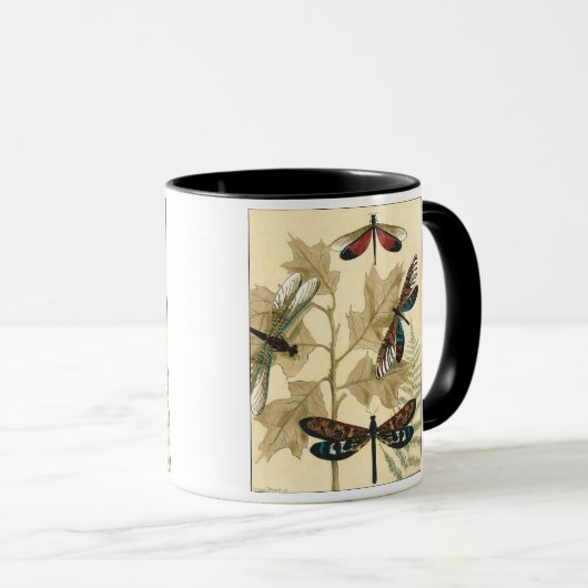 Kleurrijke libellen die boven bladeren drijven mok (Voorkant rechts)