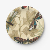 Kleurrijke libellen die boven bladeren drijven papieren bordje (Voorkant)