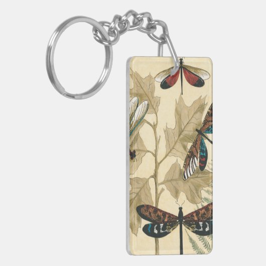 Kleurrijke libellen die boven bladeren drijven sleutelhanger (Voorkant Links)