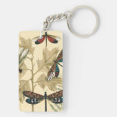 Kleurrijke libellen die boven bladeren drijven sleutelhanger (achterkant)