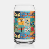 Kleurrijke Libellen En Rozen Patchwork Blikvorm Glas (Achterkant)