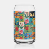 Kleurrijke Libellen En Rozen Patchwork Blikvorm Glas (Rechts)